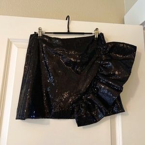 Laneus US10 44 Black Sequin Mini Wrap skirt NWT Sparkle at your parties!